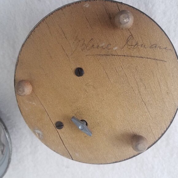 Antique Pre Reuge Music Box Musical‎ Powder Puff Metal Case with Porcelain Inlay - Picture 13 of 16